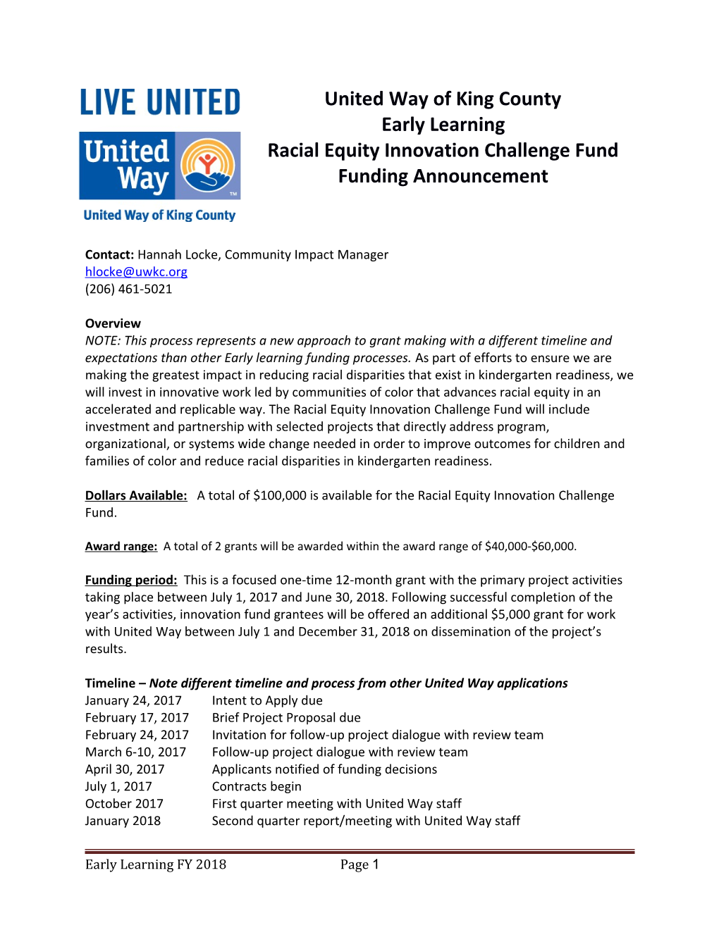Racial Equity Innovation Challenge Fund