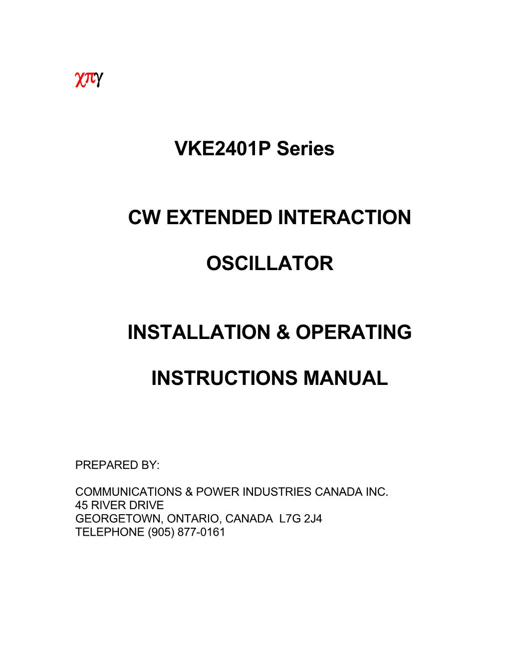 VKE2401P Series Operating Manual