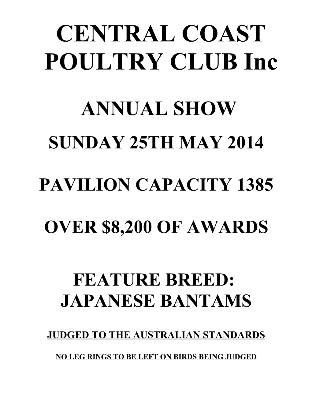 CENTRAL COAST POULTRY CLUB Inc