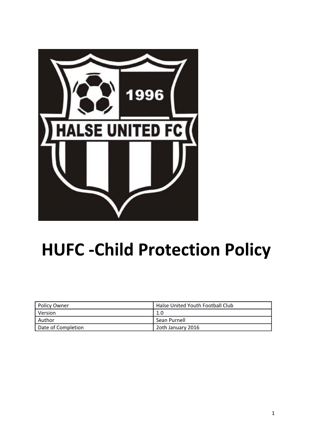 Hufc Child Protection Policy