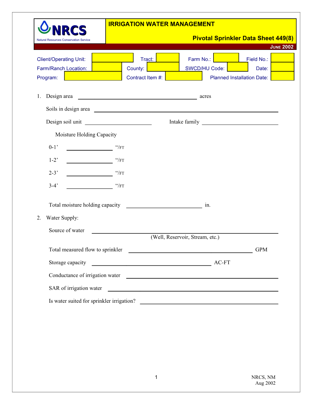 FOTG Section IV - Job Sheet 449G