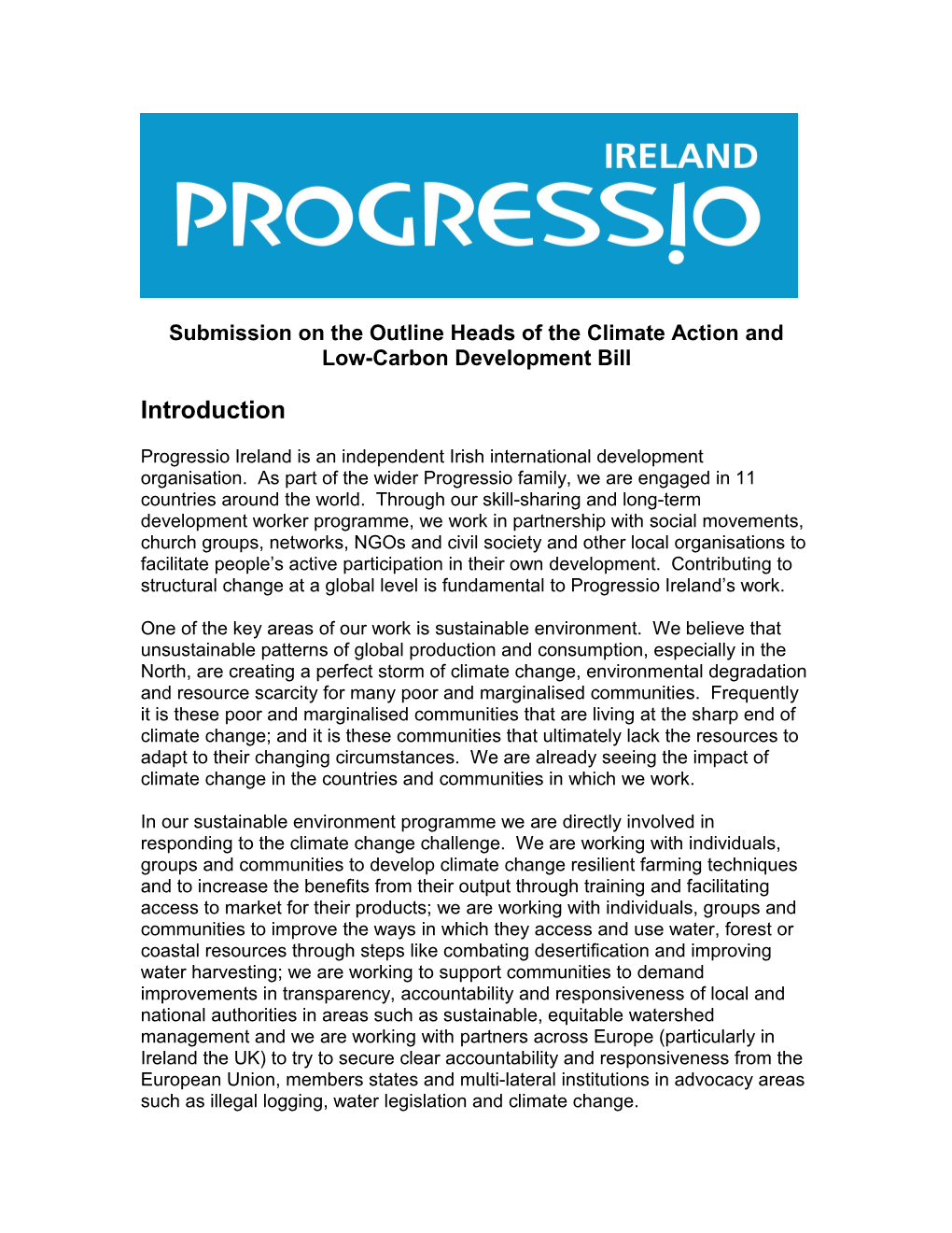 Submission on the Outline Heads of the Climate Action and Low-Carbon Development Bill