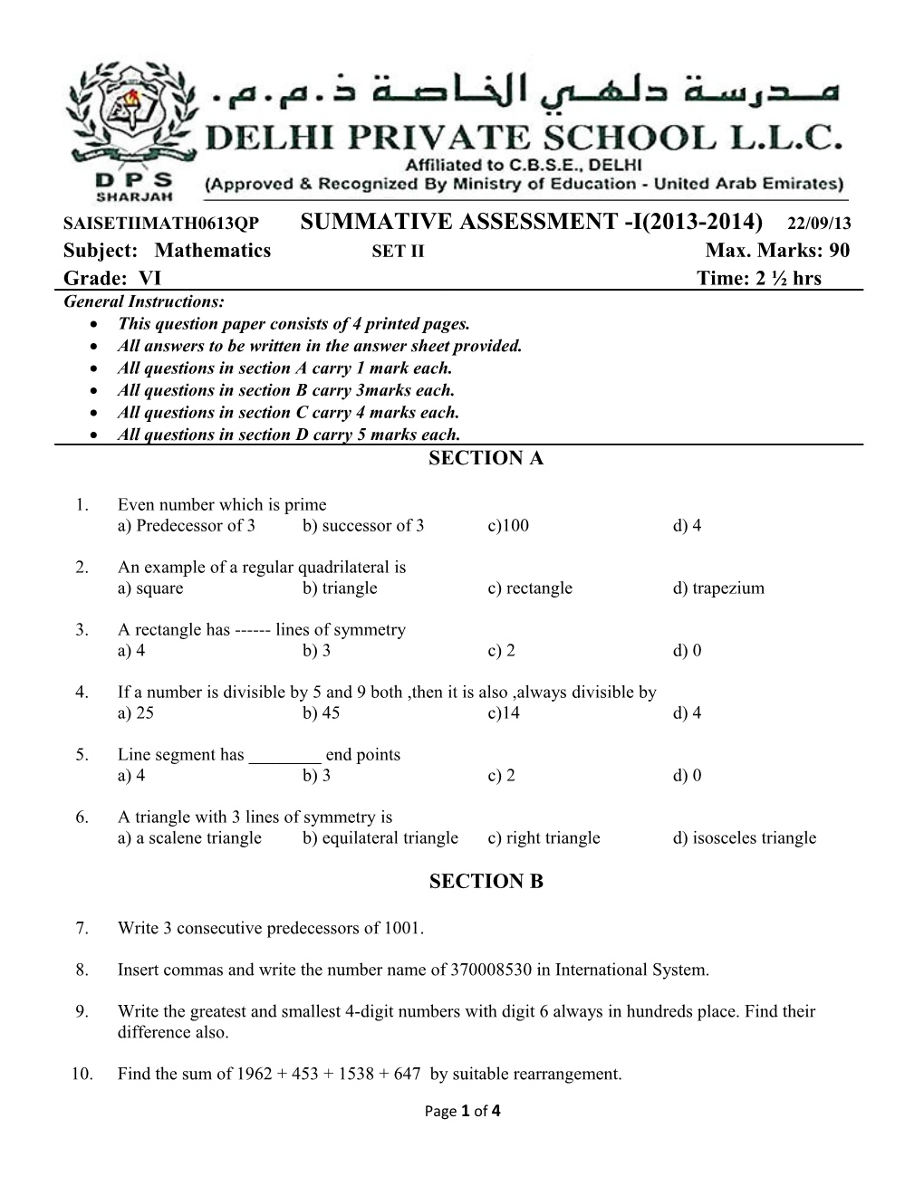 This Question Paper Consists of 4 Printed Pages