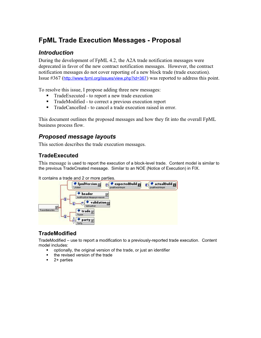 Fpml Trade Execution Messages - Proposal