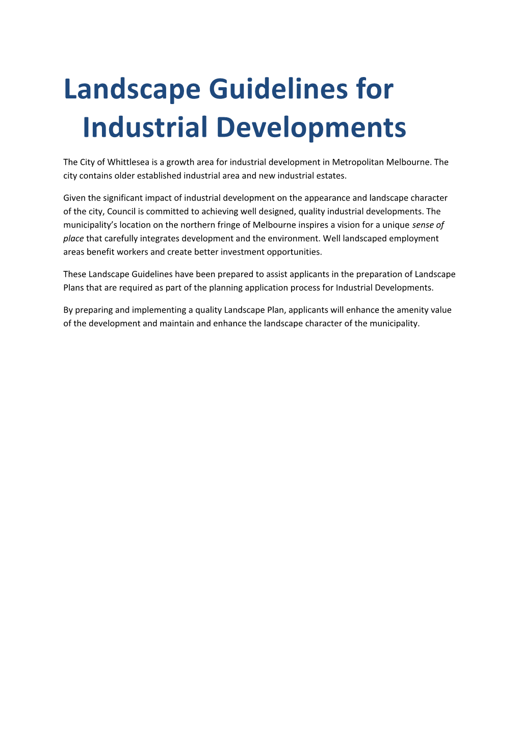 Landscape Guidelines for Industrial Developments