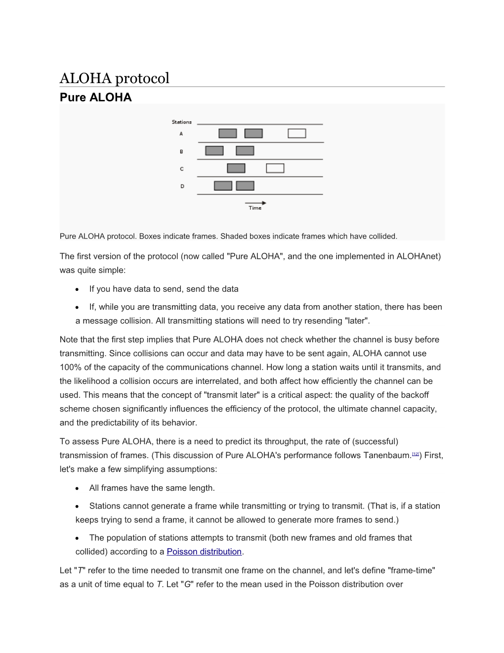 Pure ALOHA Protocol. Boxes Indicate Frames. Shaded Boxes Indicate Frames Which Have Collided