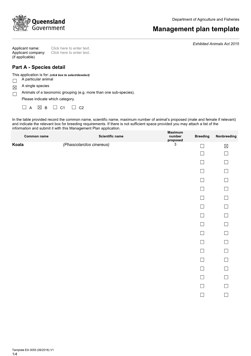 Management Plan Template