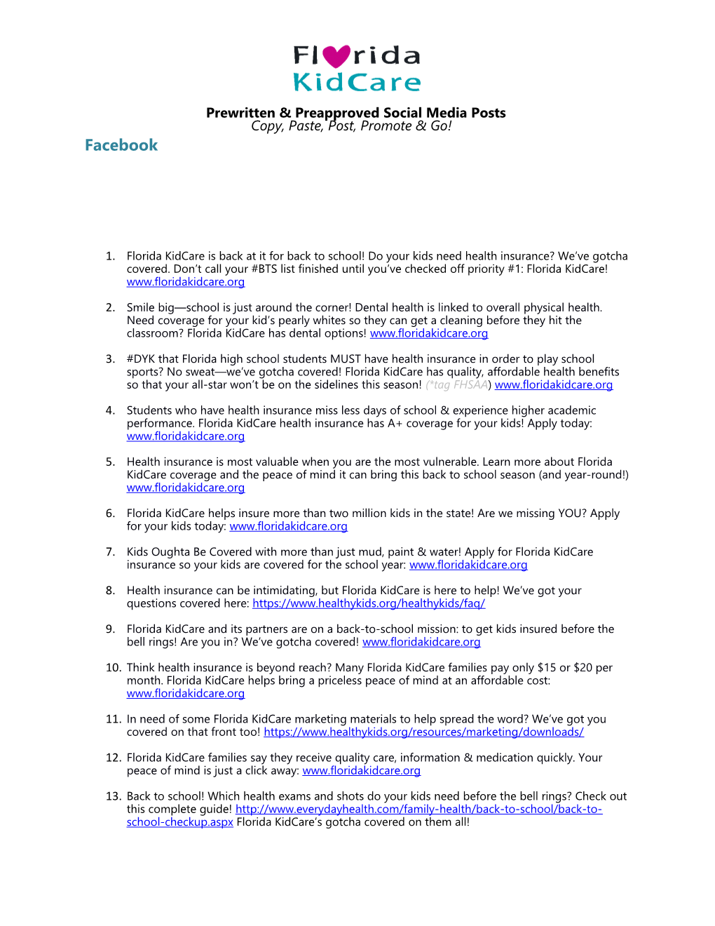 Prewritten & Preapproved Social Media Posts