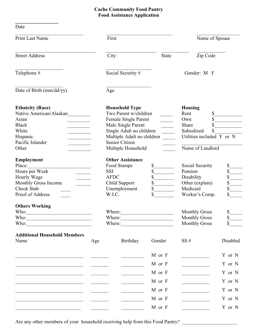 Cache Community Food Pantry