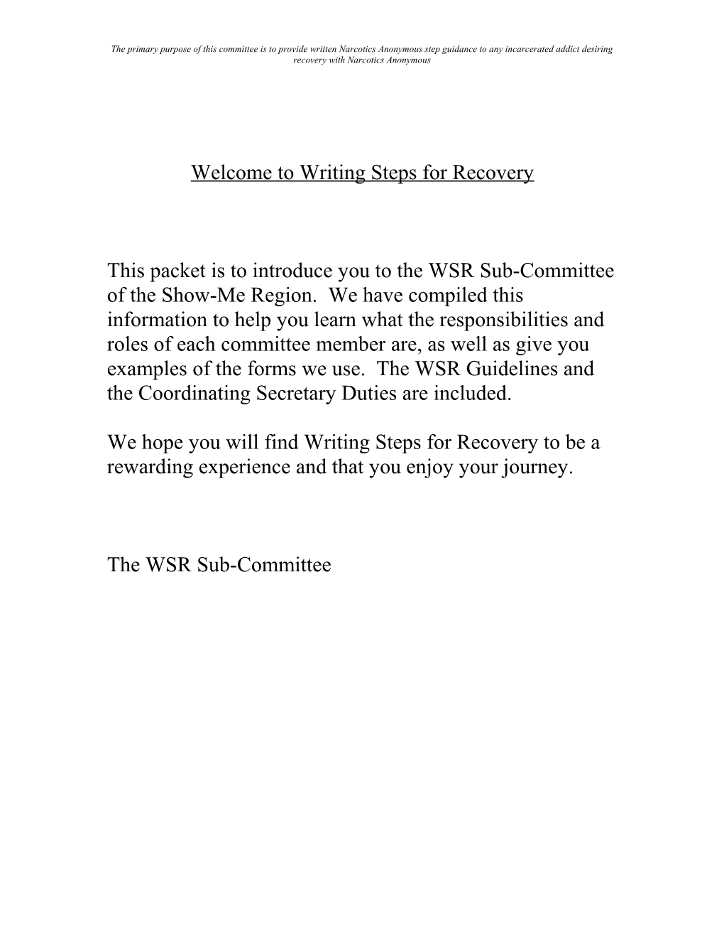 Welcome to Writing Steps for Recovery