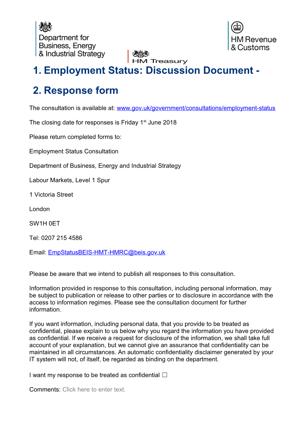 Employment Status: Discussion Document