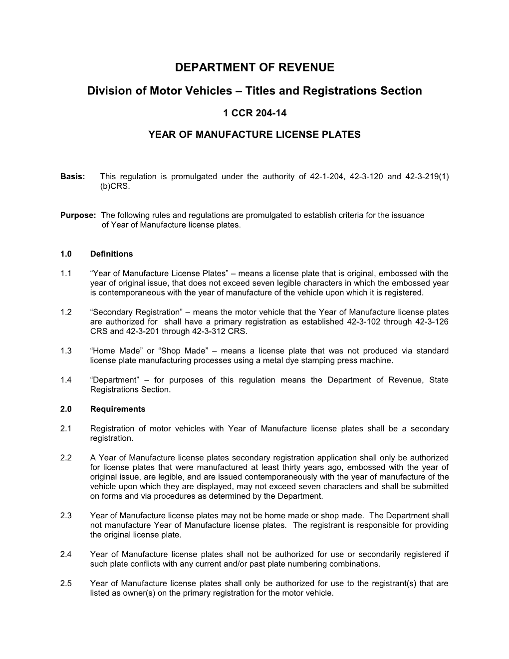 Division of Motor Vehicles Titles and Registrations Section