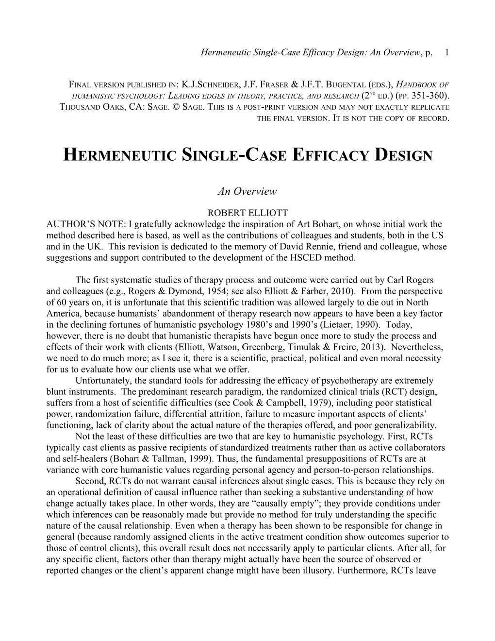 Hermeneutic Single-Case Efficacy Design: an Overview , P
