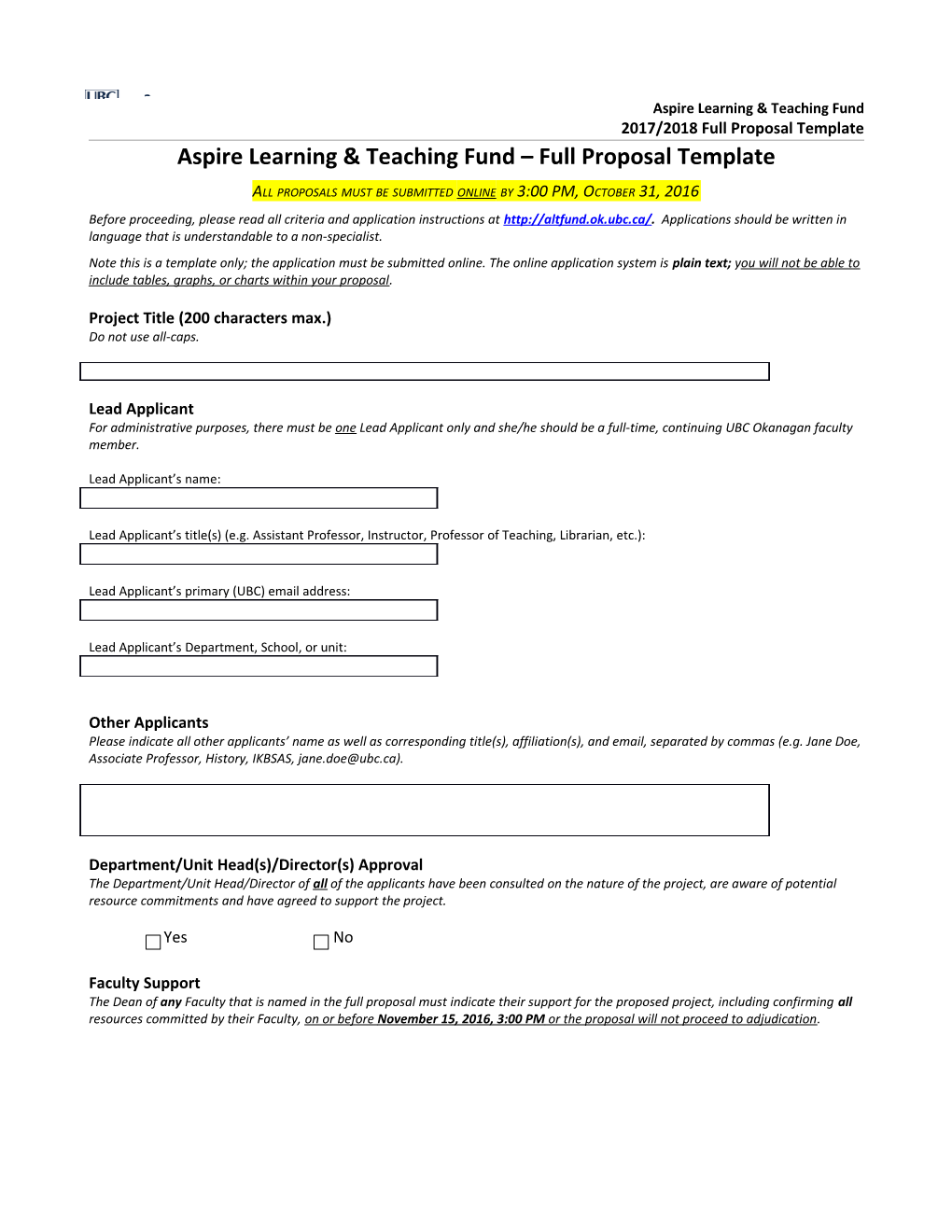 ALT Fund Full Proposal Template