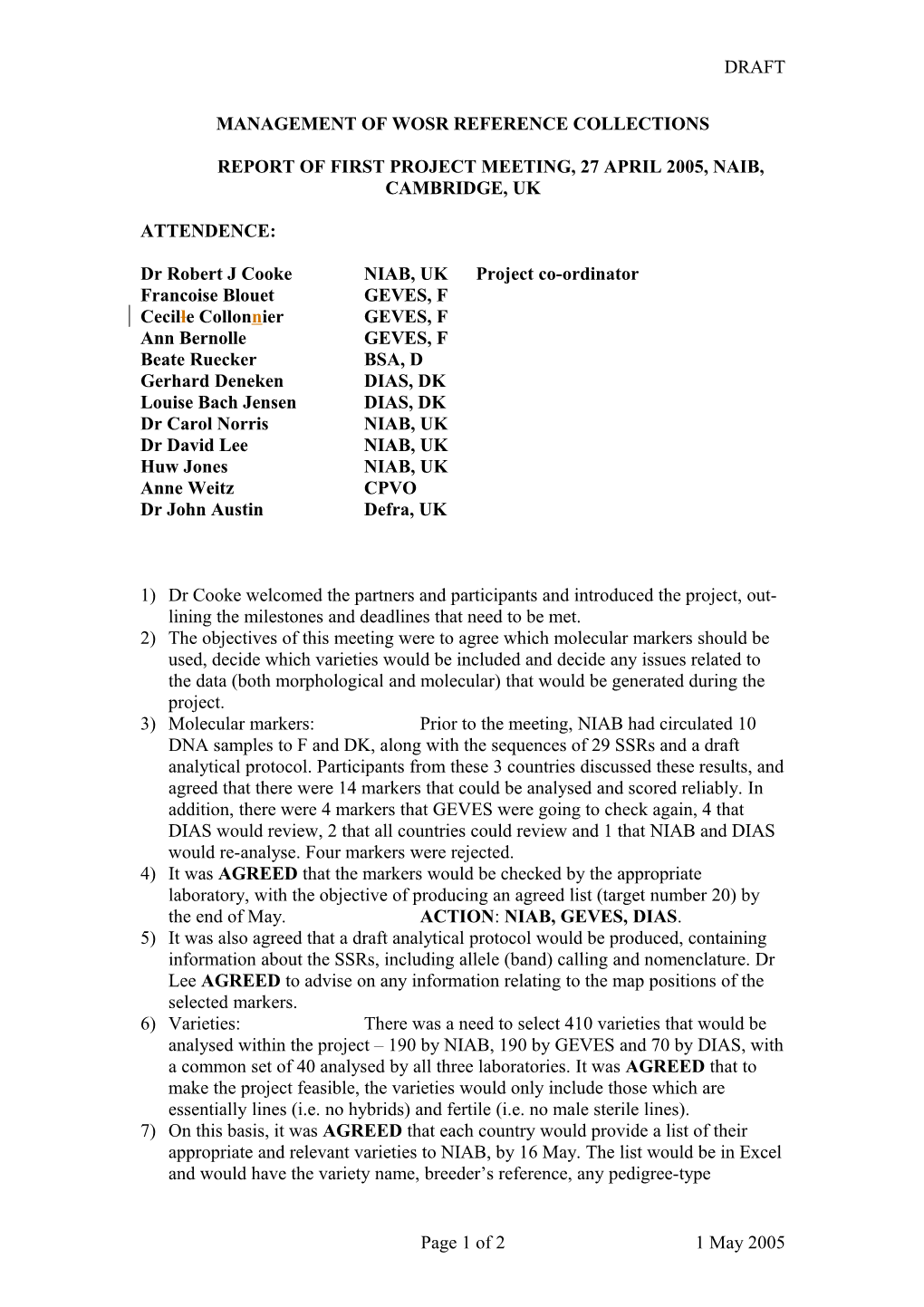 Management of Wosr Reference Collections