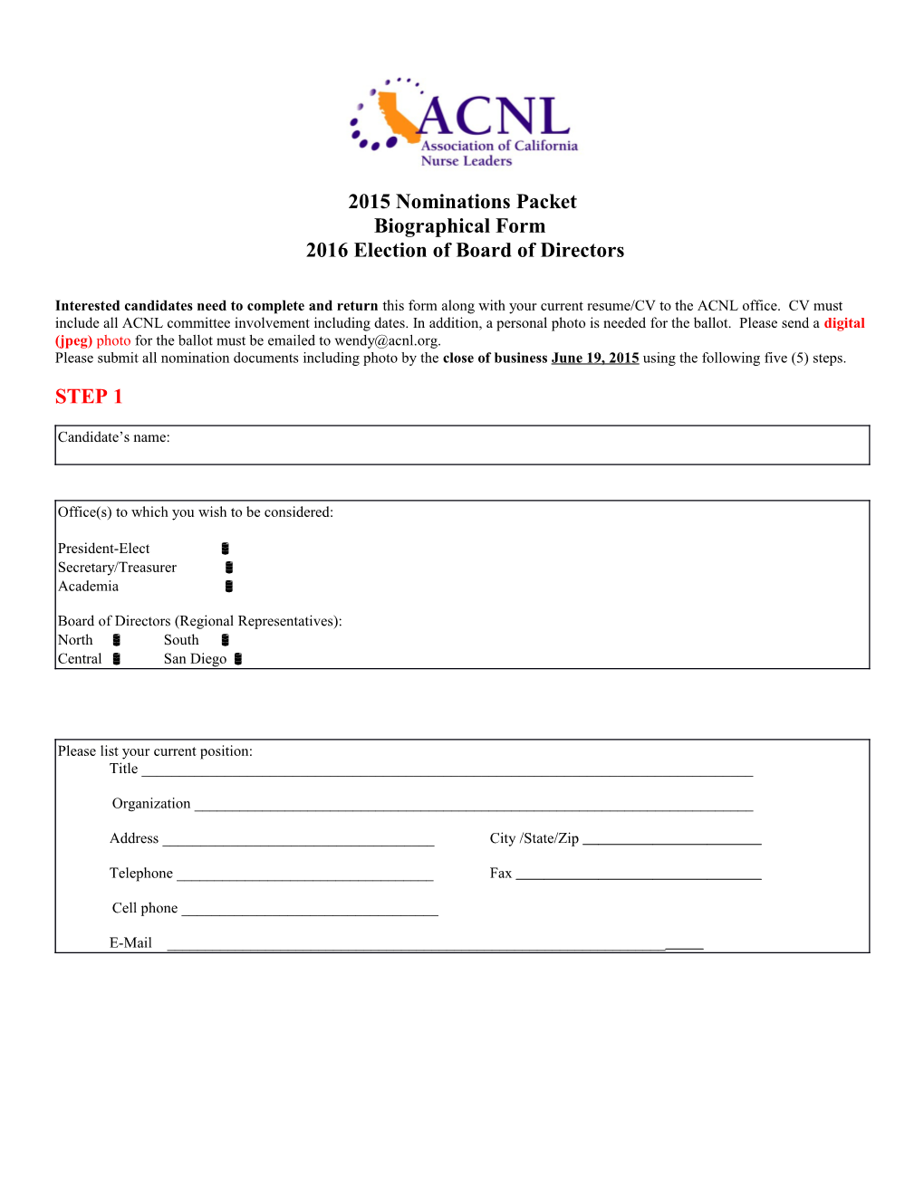 2015 Nominations Packet