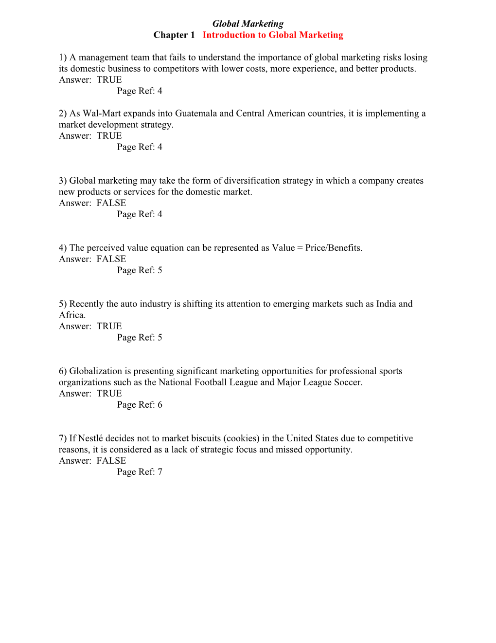 Chapter 1 Introduction to Global Marketing