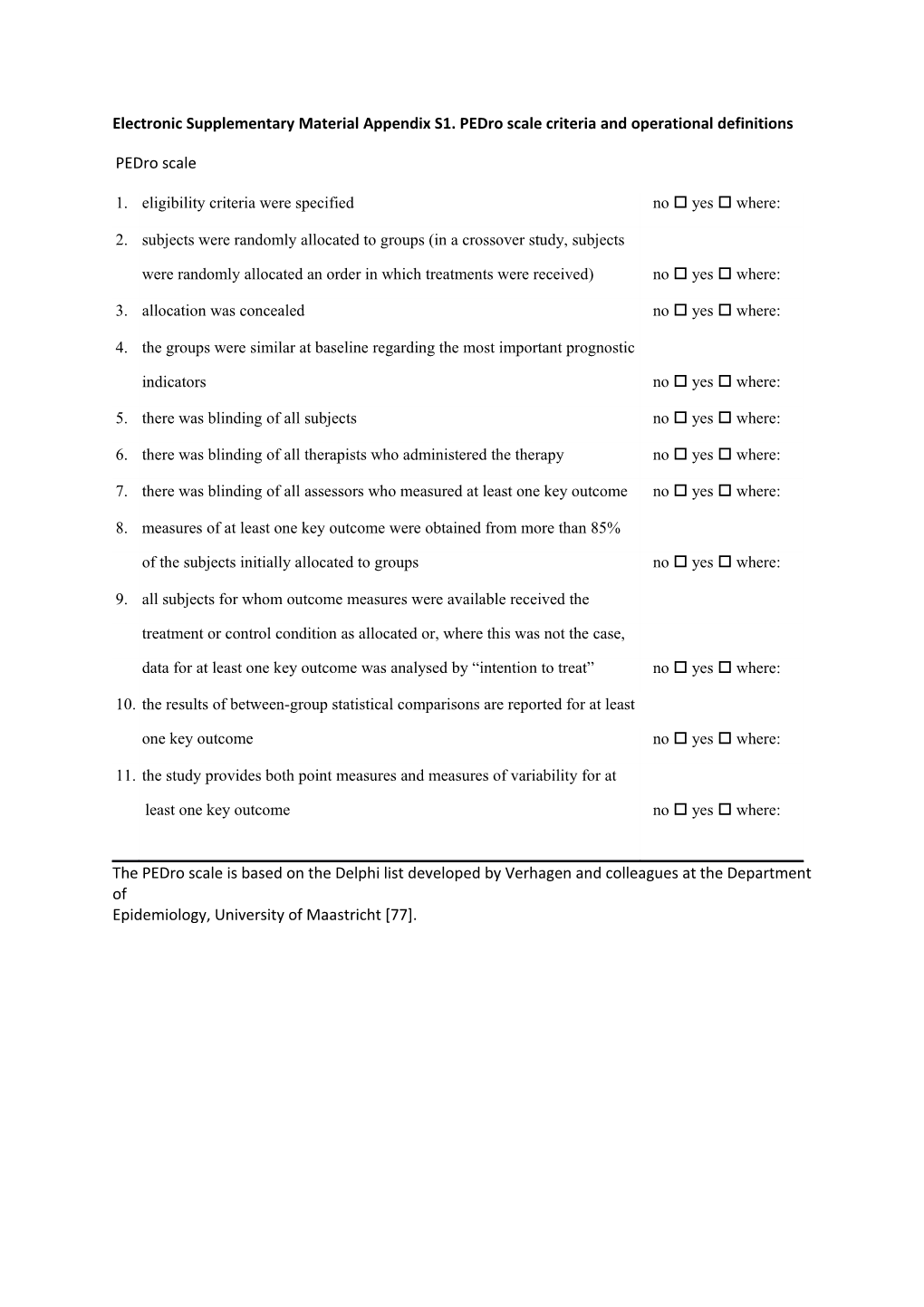 Electronic Supplementary Material Appendix S1.Pedro Scale Criteria and Operational Definitions