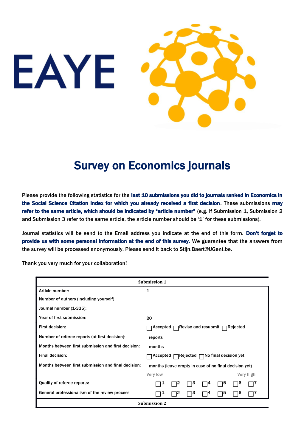 Survey on Economics Journals