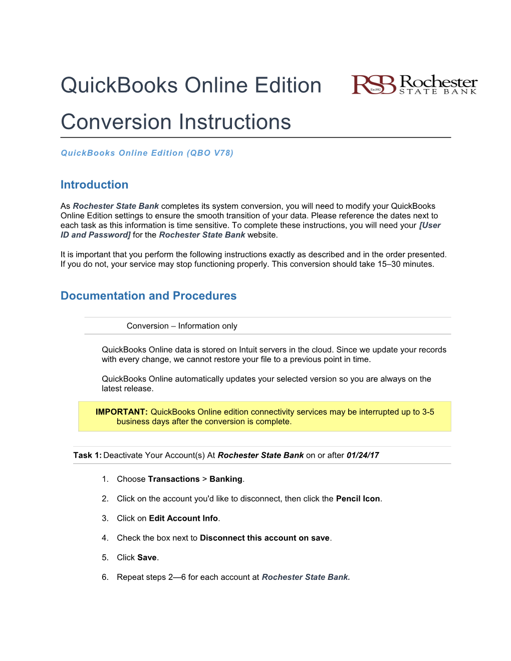 Quickbooks Online Edition (QBO V78)