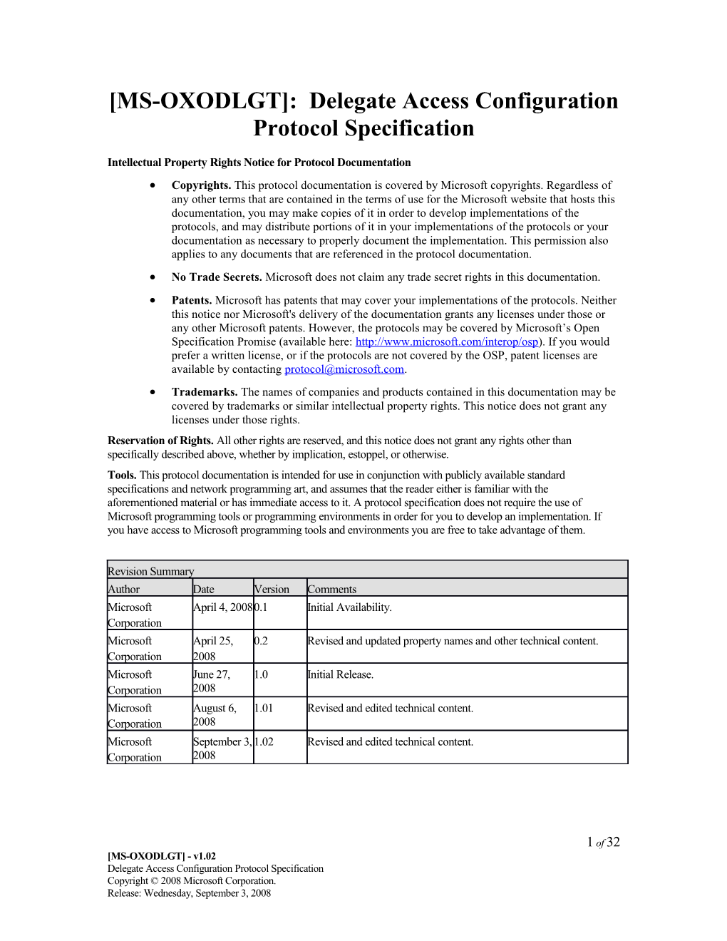 MS-OXODLGT : Delegate Access Configuration Protocol Specification