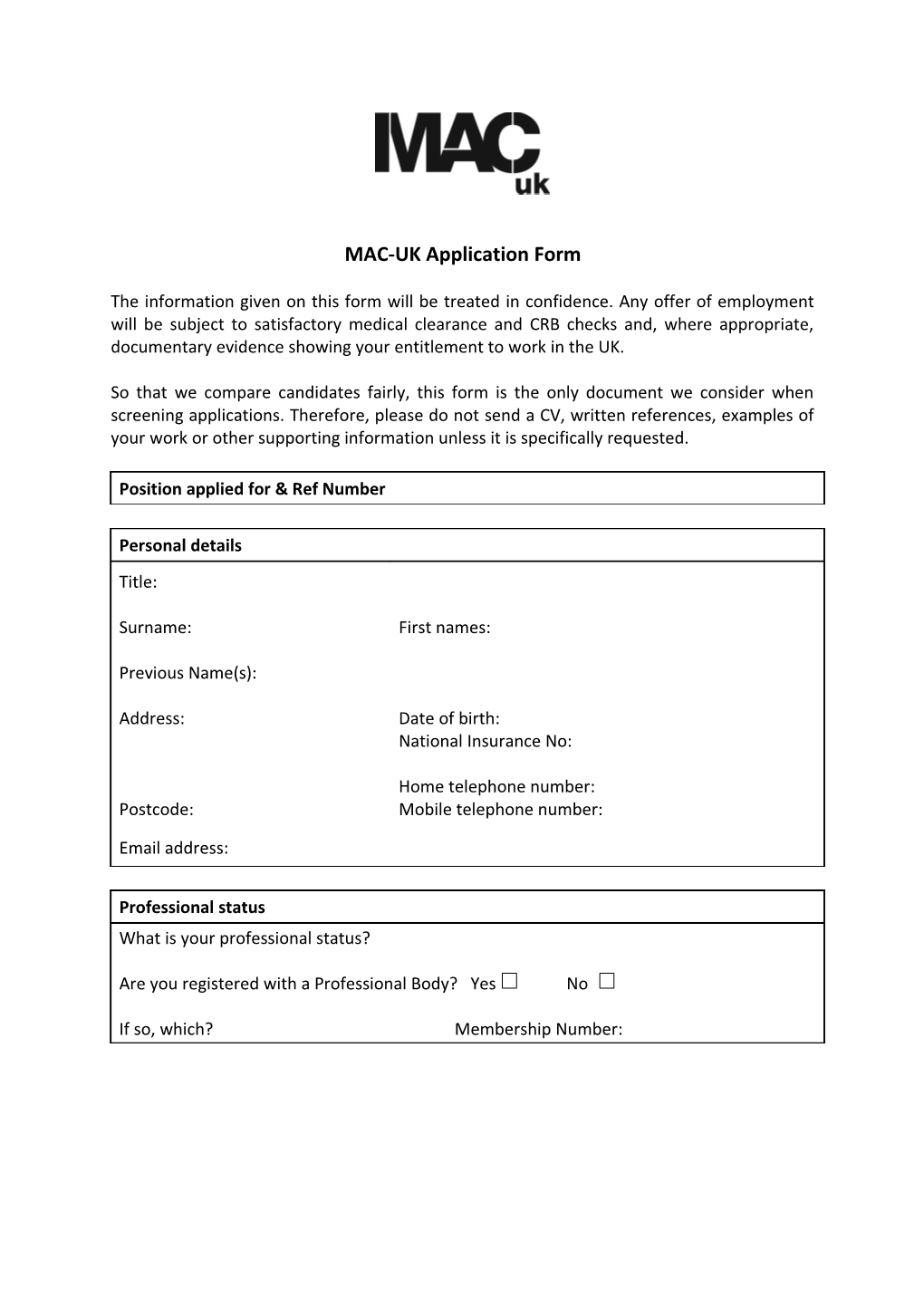 MAC-UK Application Form