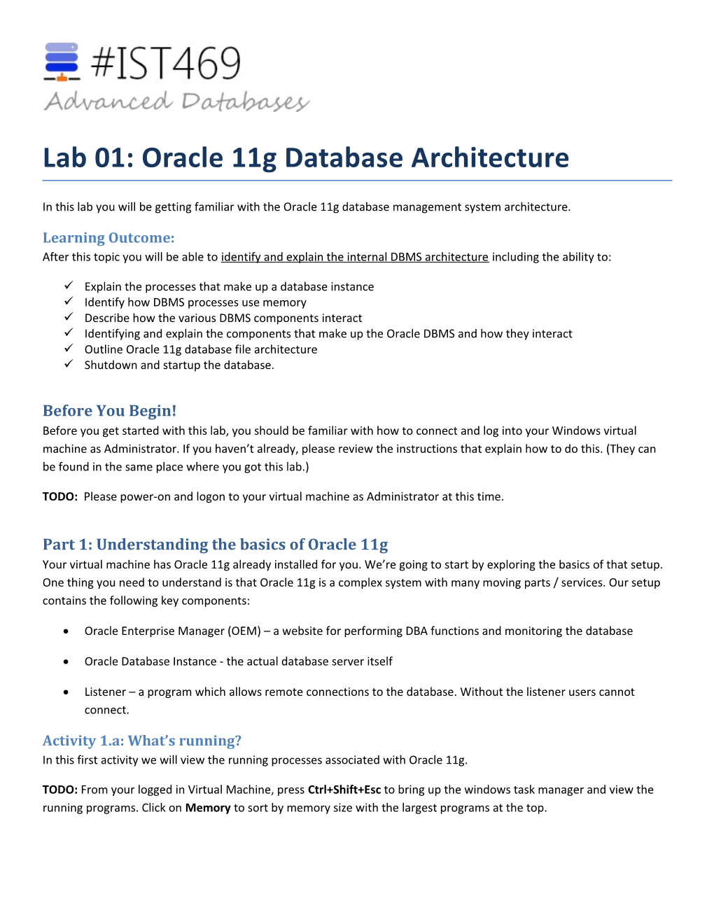 Oracle 11G Database Arch