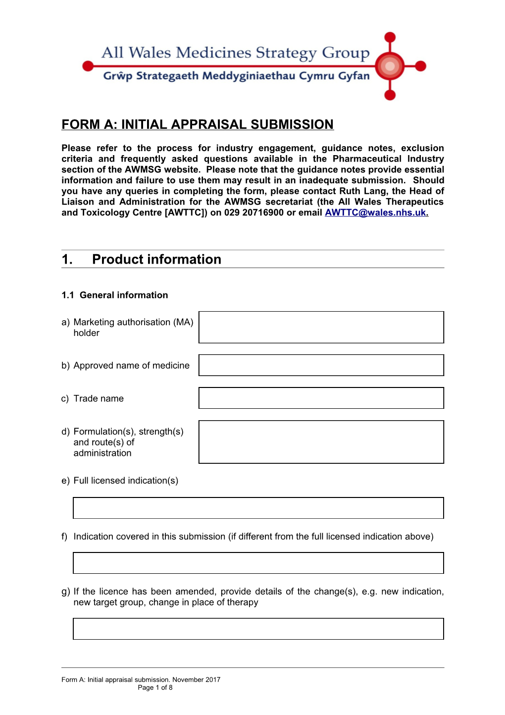 Form A: Initial Appraisalsubmission