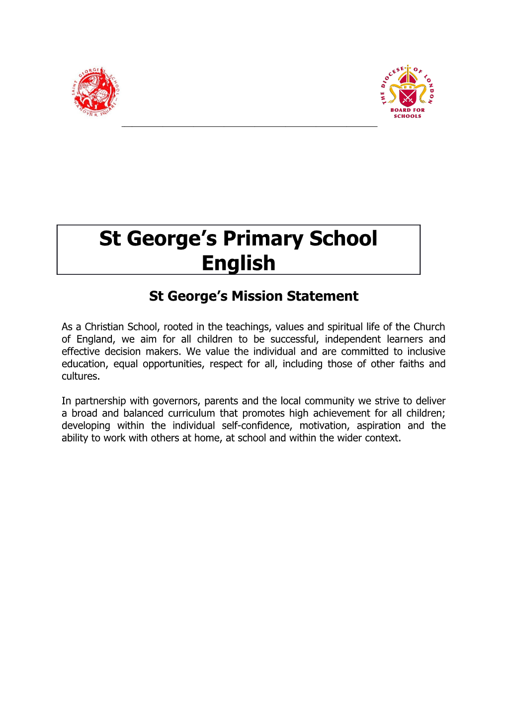 St George S Mission Statement
