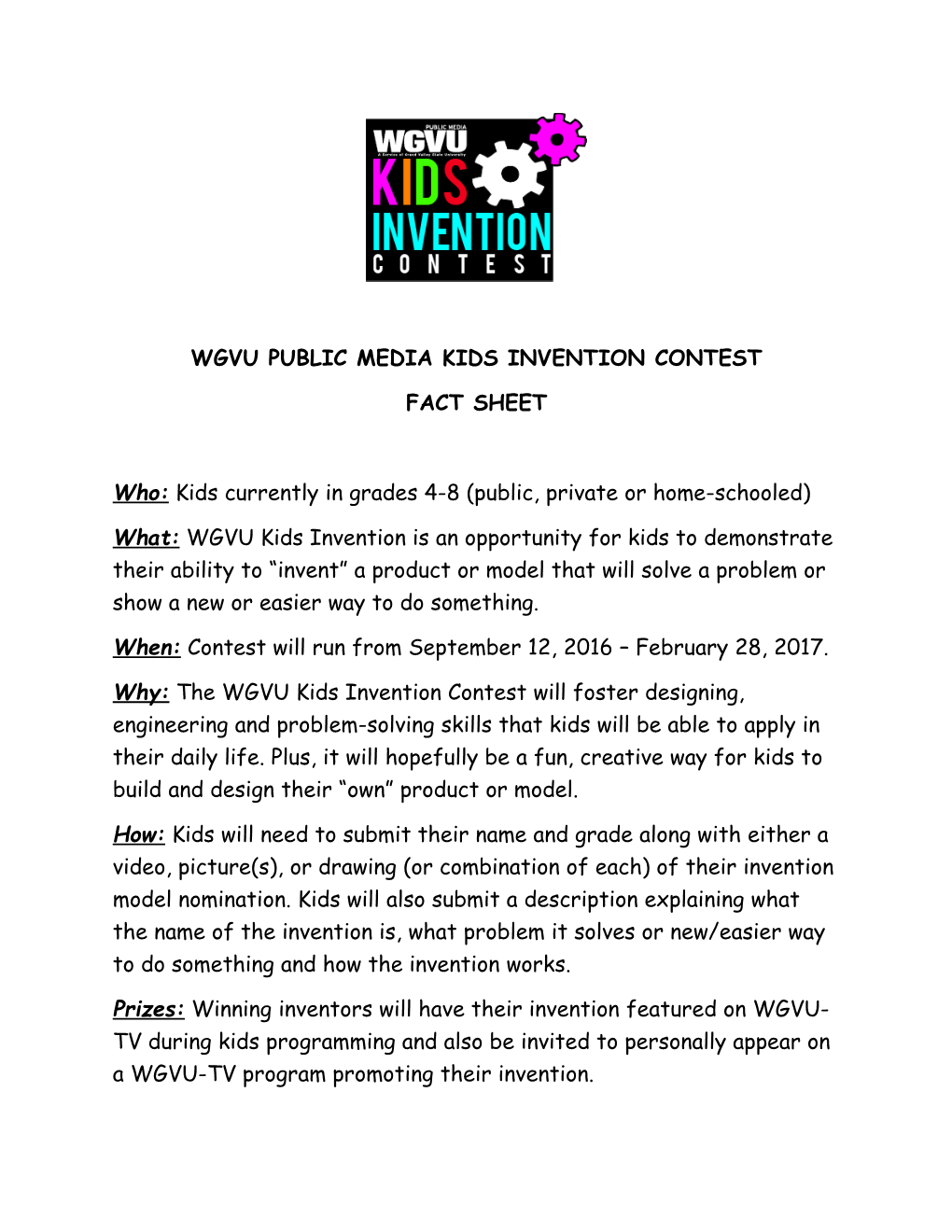 Wgvu Public Media Kids Invention Contest