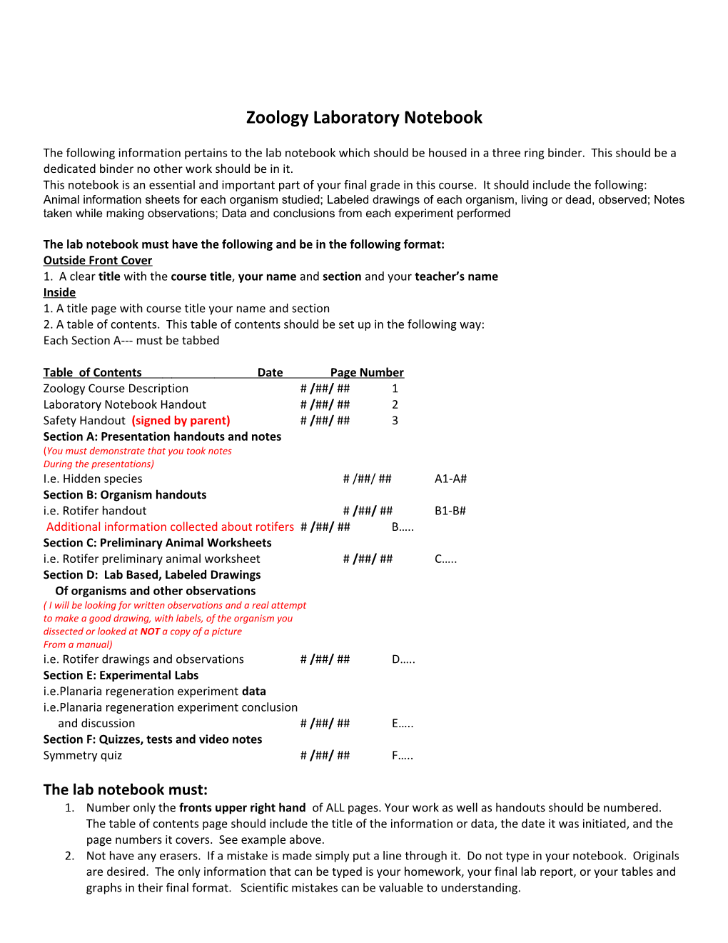 Zoologylaboratory Notebook