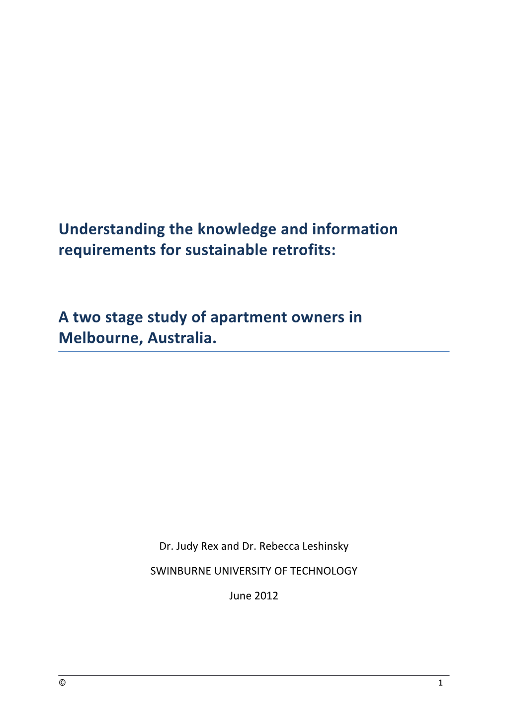 Understanding the Knowledge and Information Requirements for Sustainable Retrofits: a Two