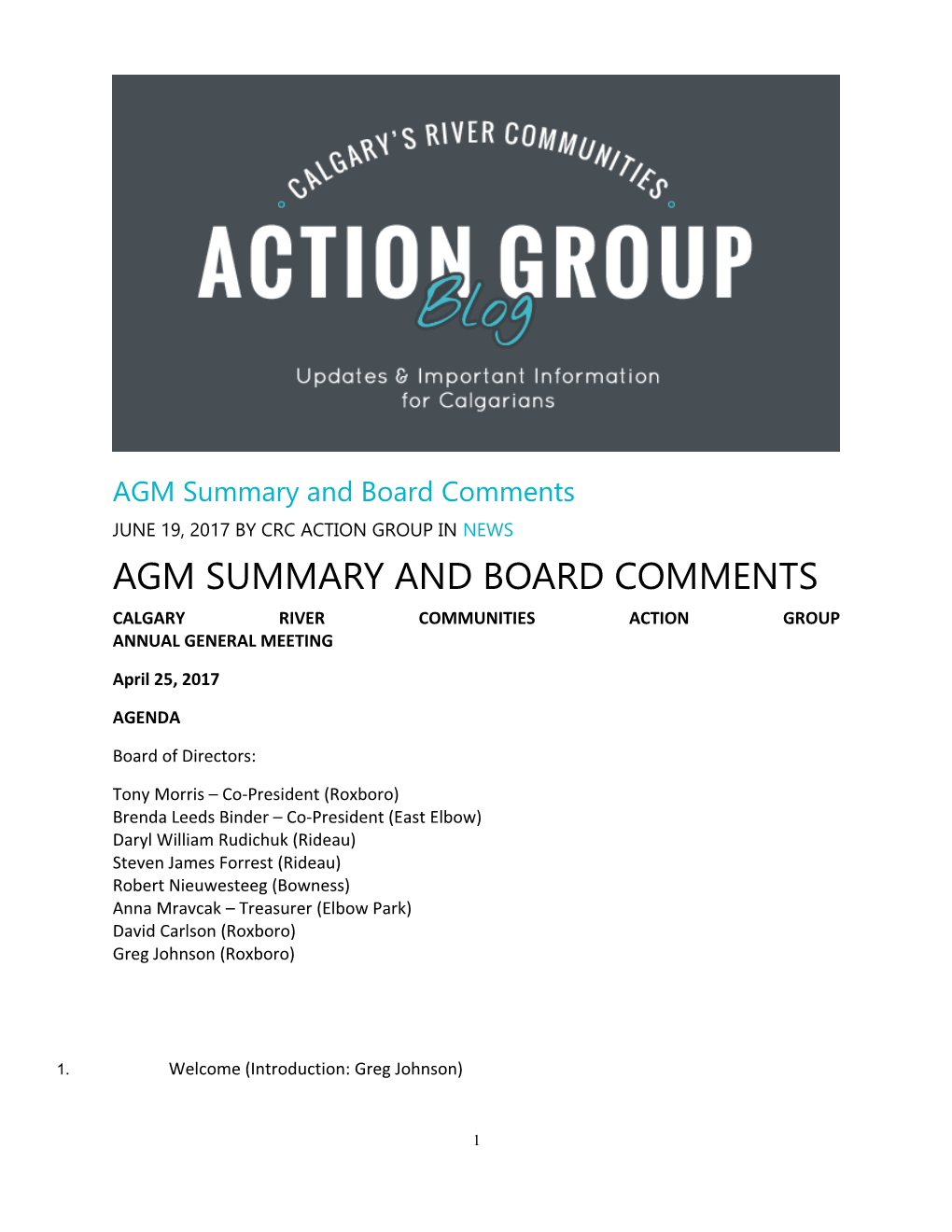 AGM Summary and Board Comments