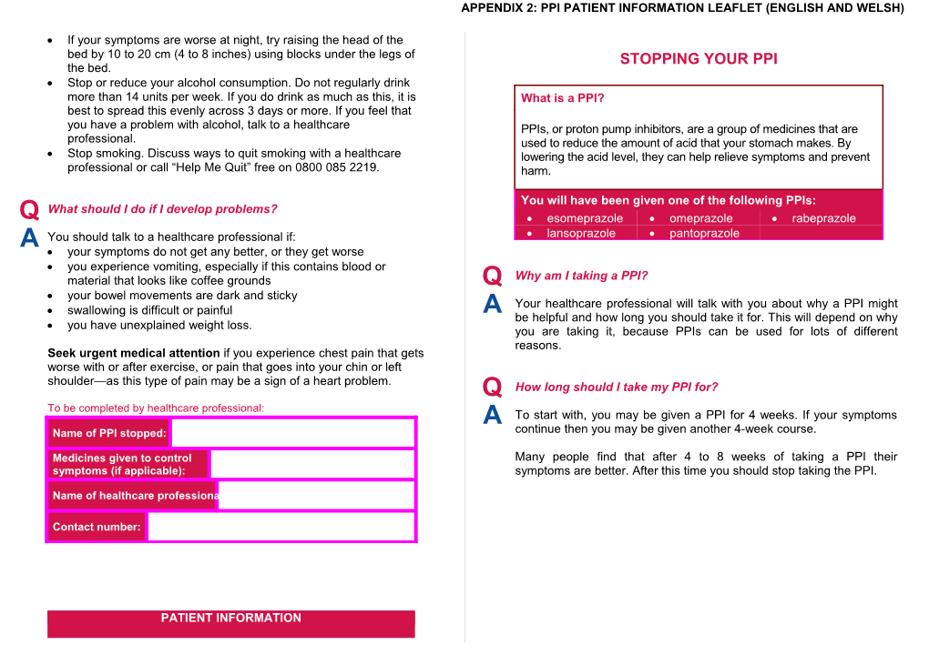 Proton Pump Inhibitors Educational Pack / Adult Dyspepsia Guideline