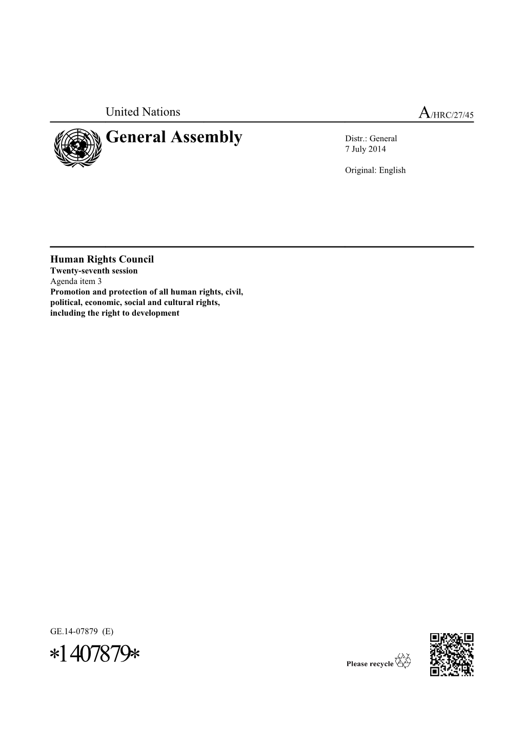Report of the Working Group on the Right to Development on Its Fifteenth Session (Geneva