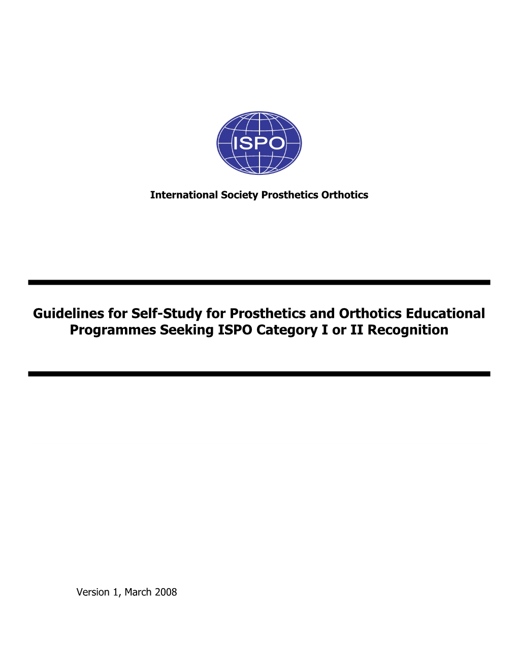 Guidelines for Self-Study Process for Education and Training Establishments Seeking ISPO