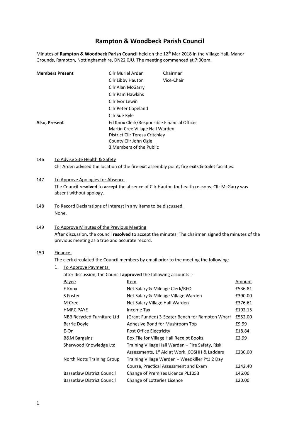 Ramptonwoodbeck Parish Council