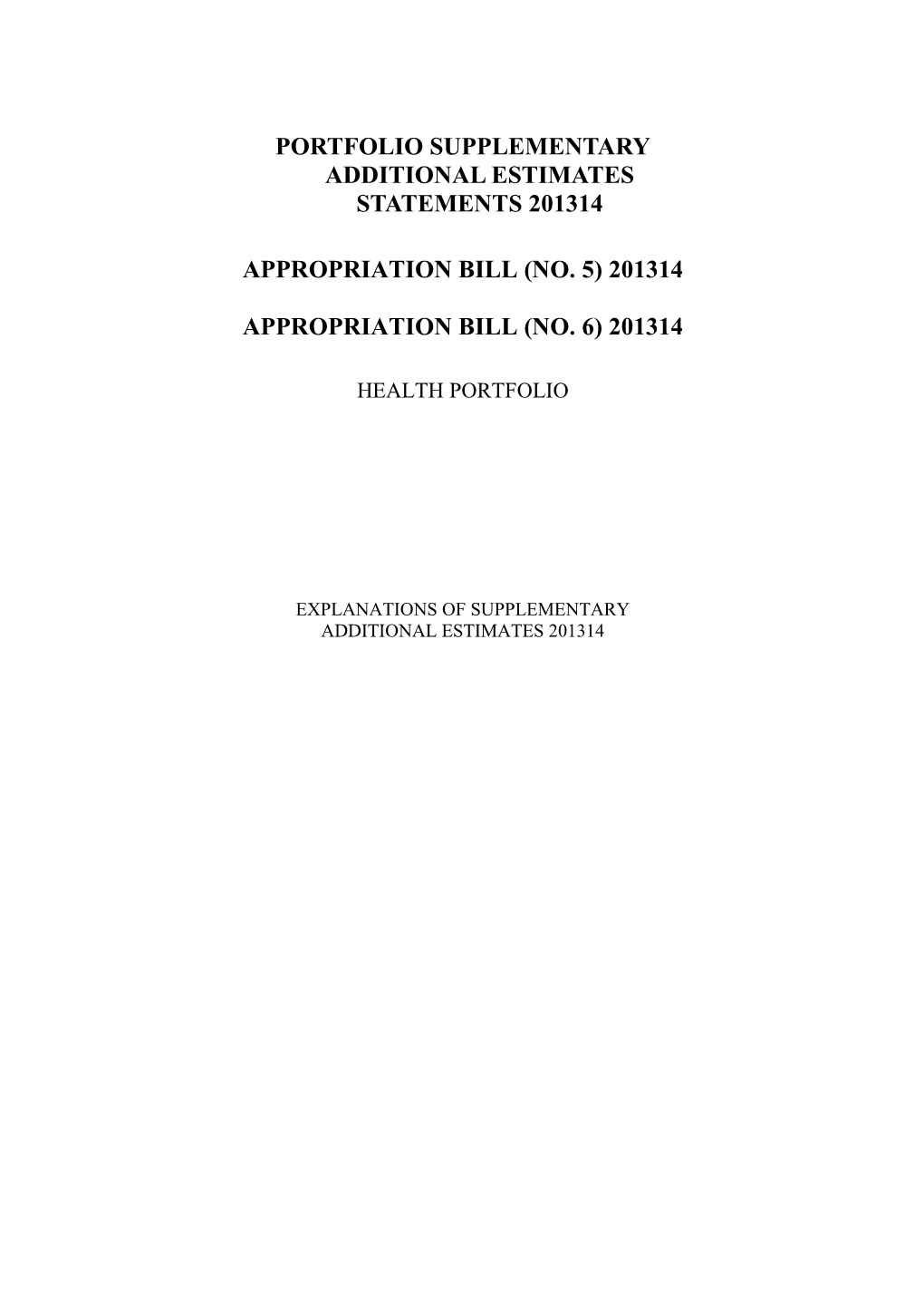Portfolio Supplementary Additional Estimates Statements 2013 14