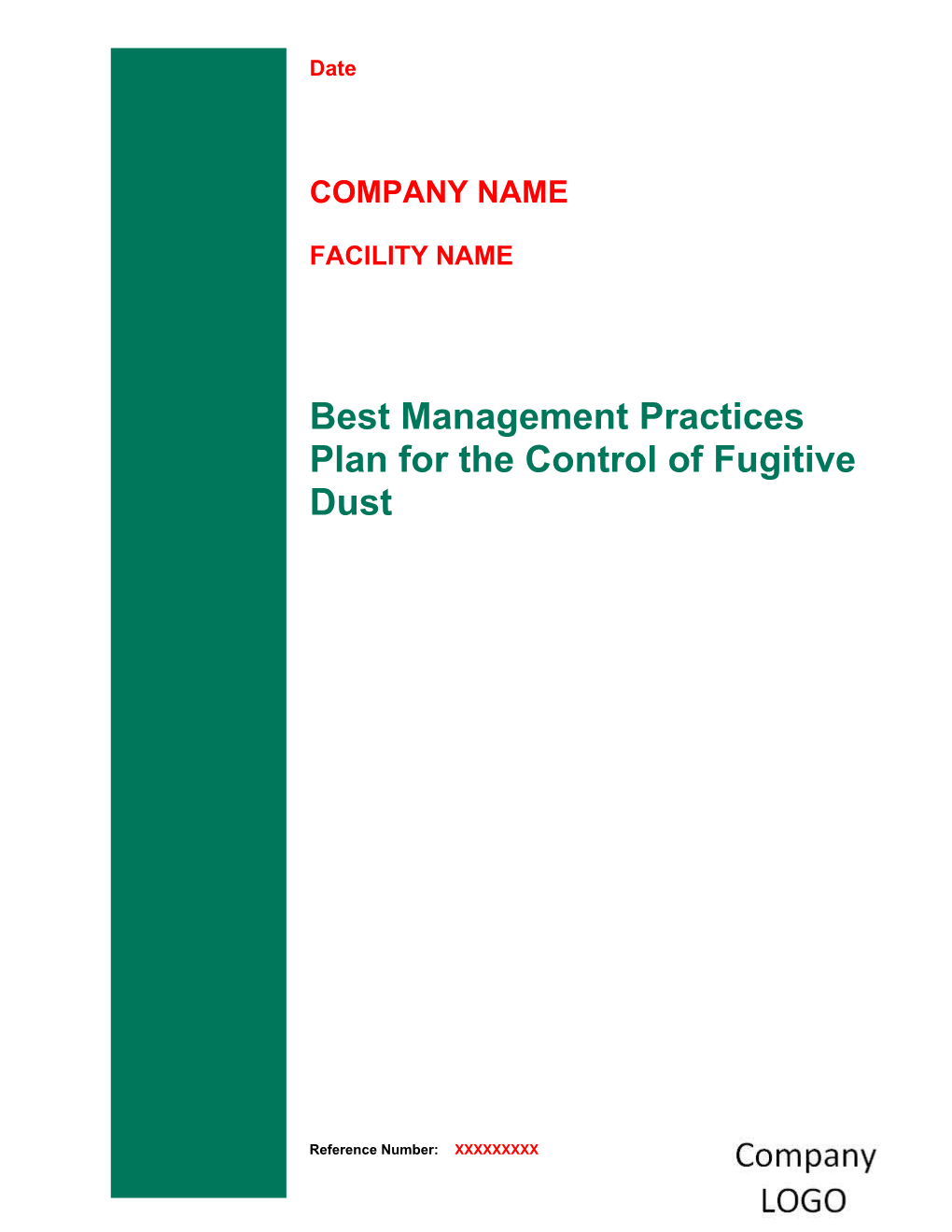 Best Management Practices Plan for the Control of Fugitive Dust