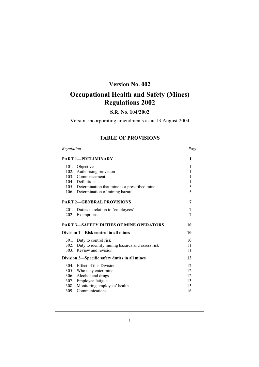 Occupational Health and Safety (Mines) Regulations 2002