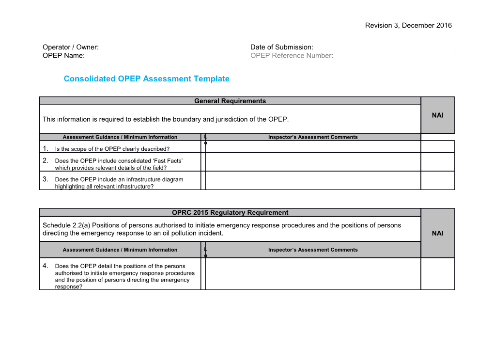 Consolidated OPEP Assessment Template
