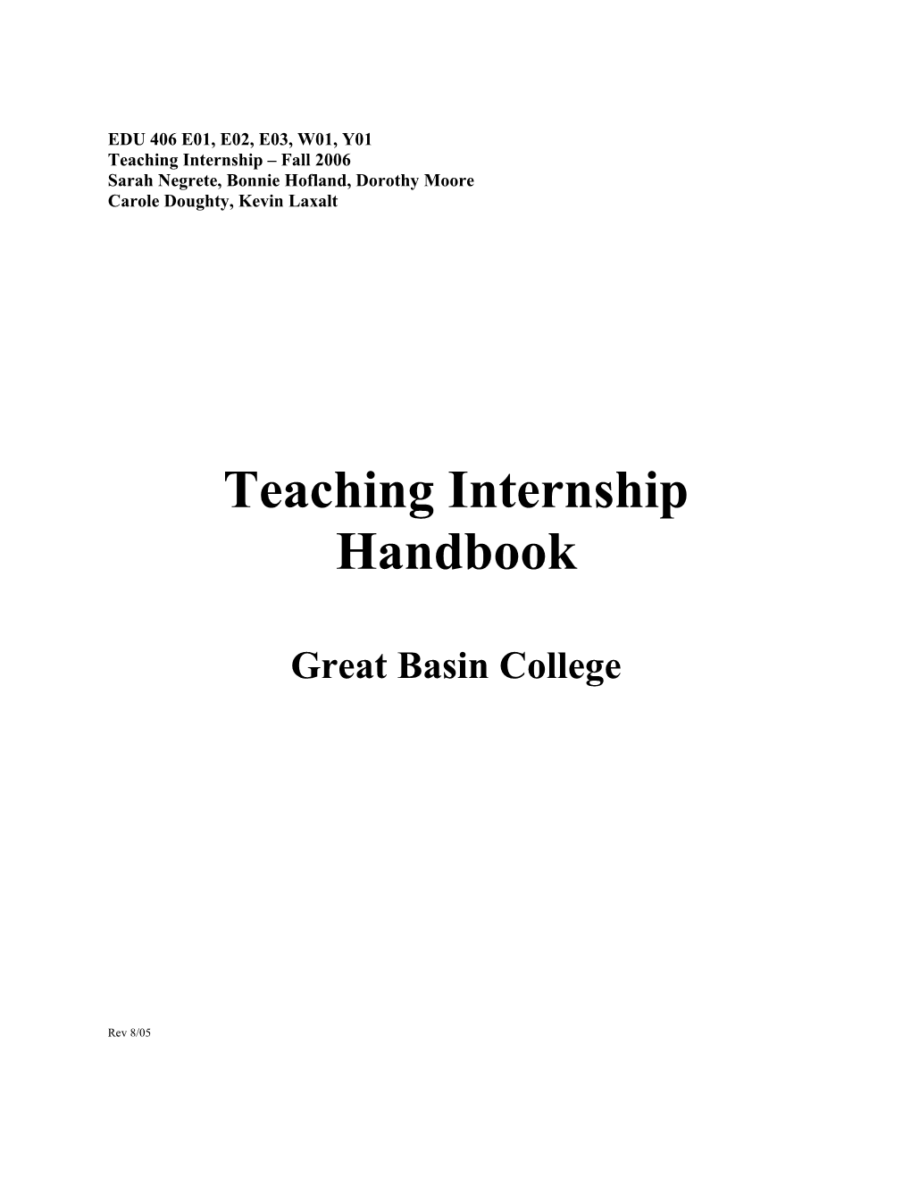 Teaching Internship Handbook