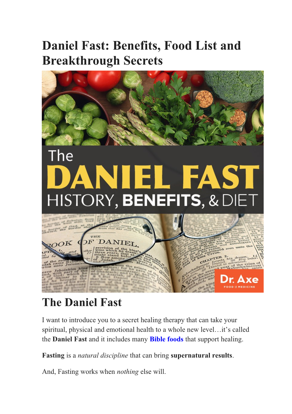 Daniel Fast: Benefits, Food List and Breakthrough Secrets