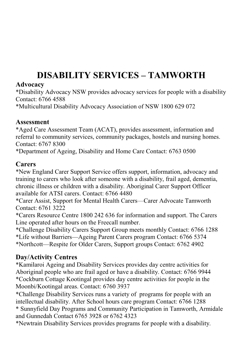 Disability Services Tamworth