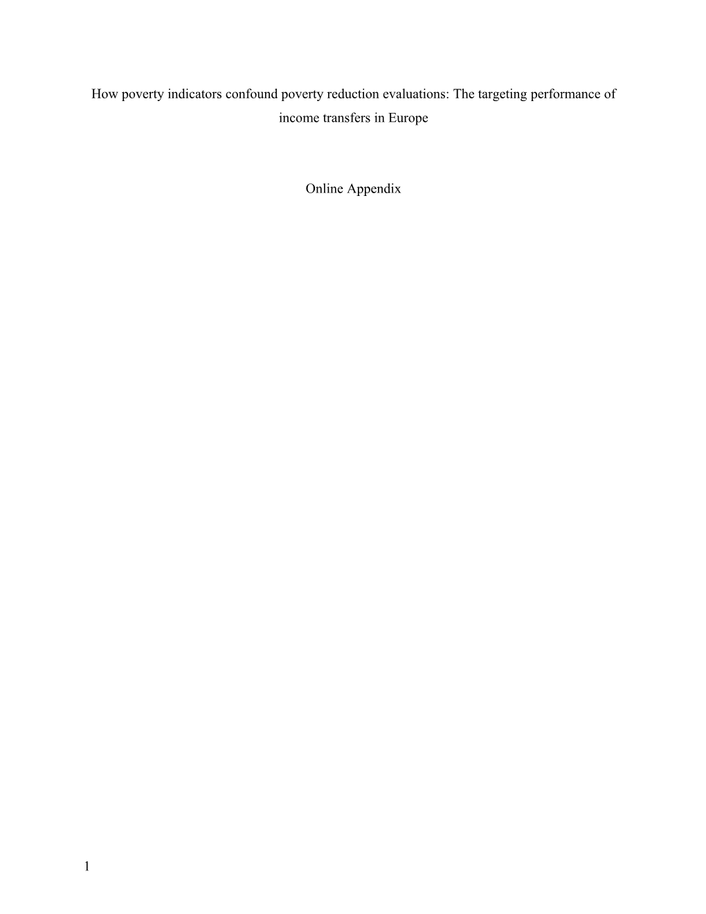 Appendix 1: Comparison of Income Poverty and Material Deprivation Variables