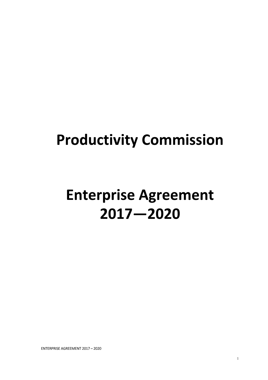 Productivity Commission Enterprise Agreement 2017-2020