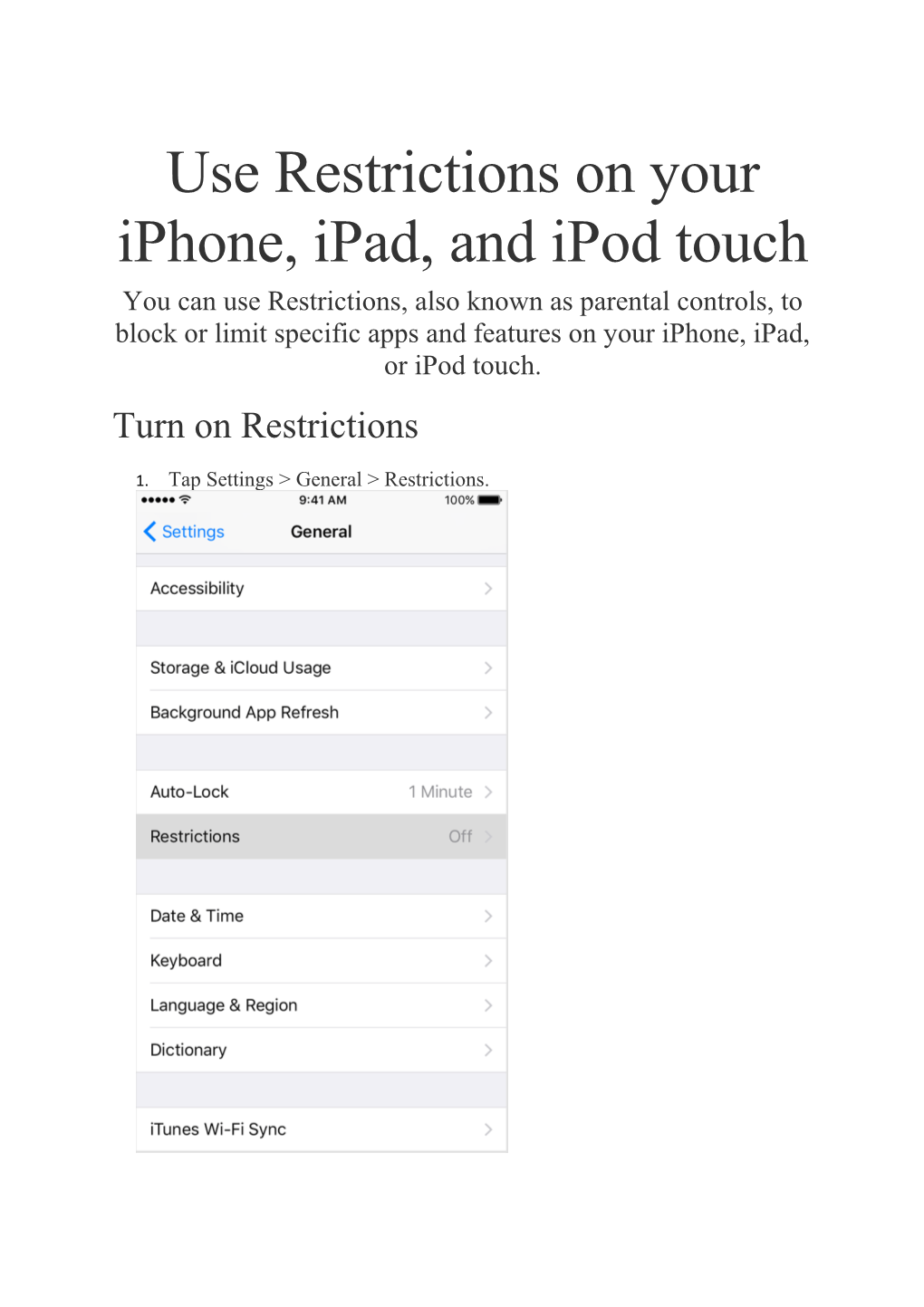 Use Restrictions on Your Iphone, Ipad, and Ipod Touch