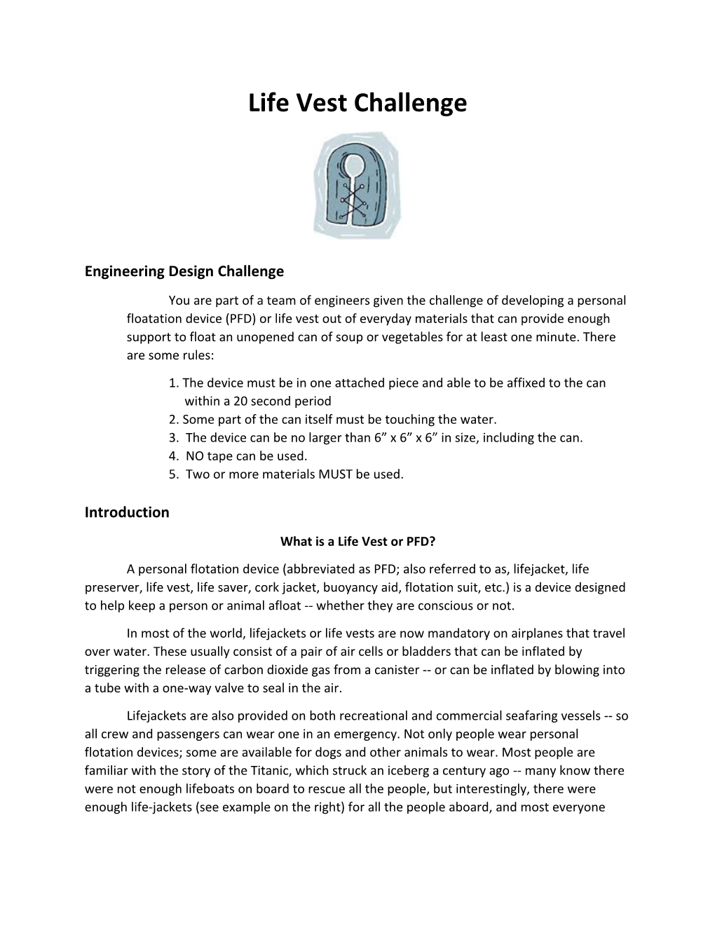 Life Vest Challenge