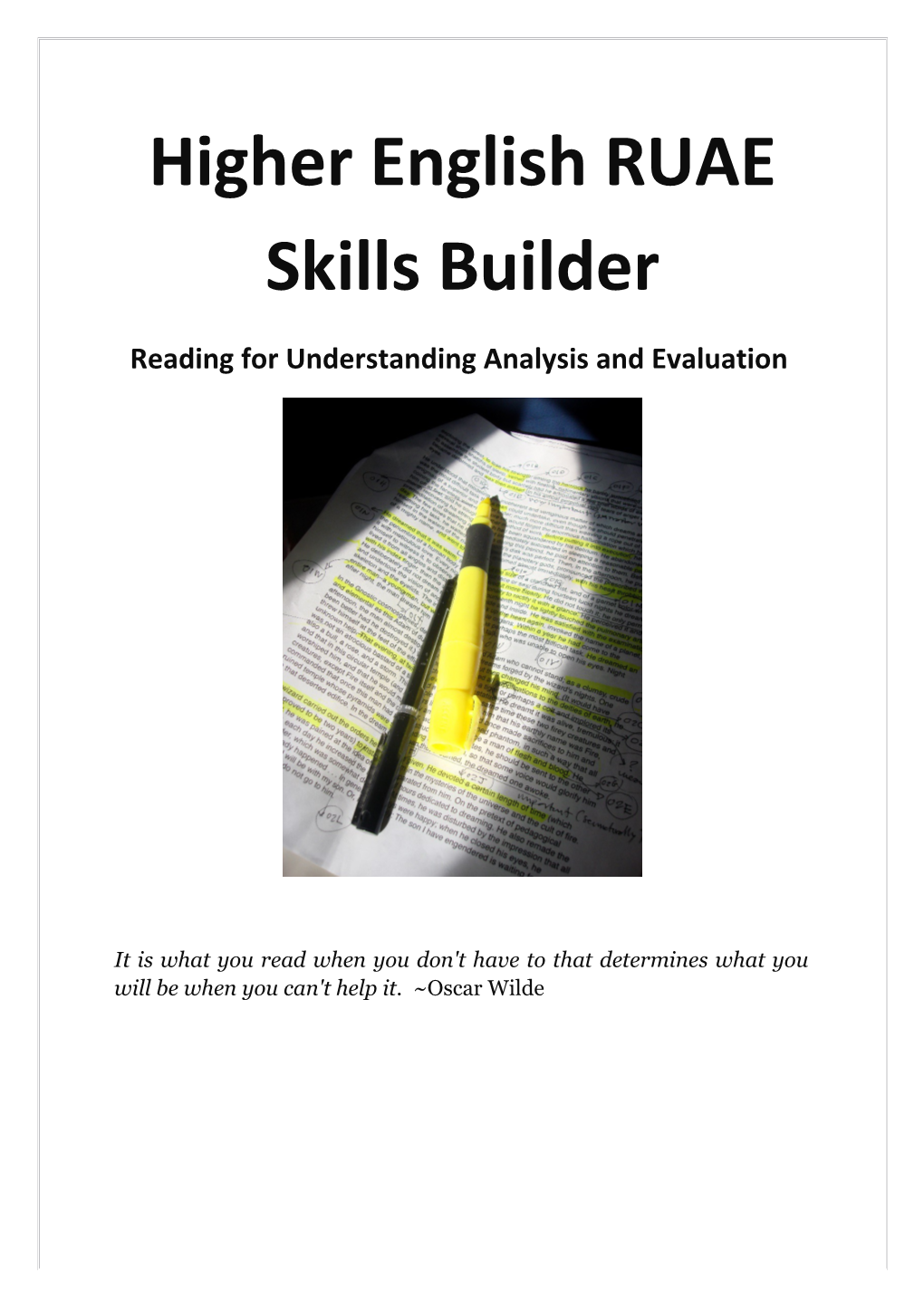 Higher English RUAE Skills Builder