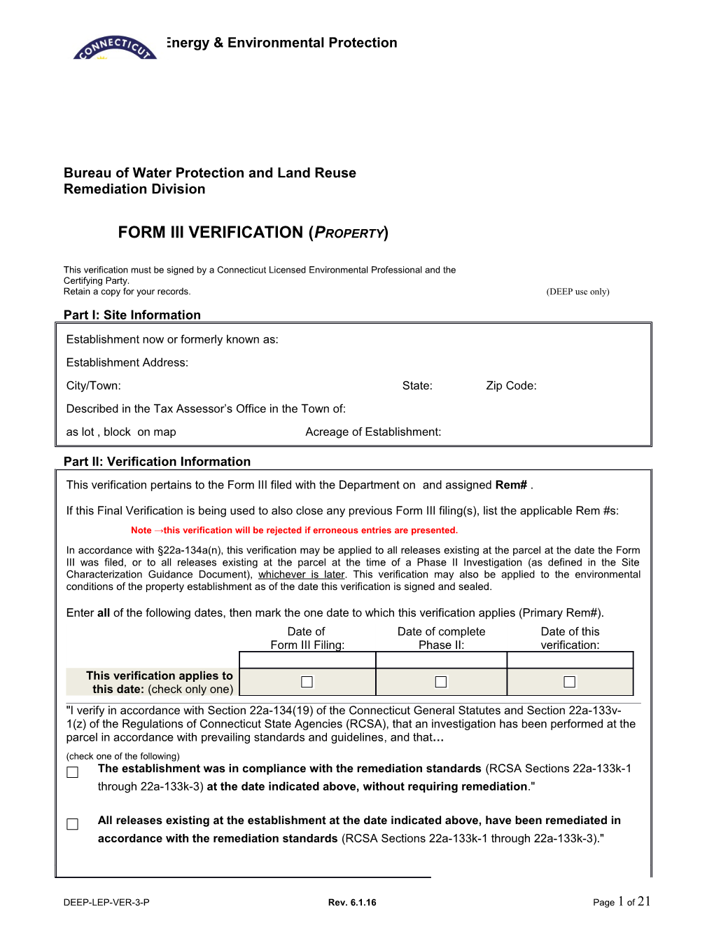 Form Iii Verification (Property)